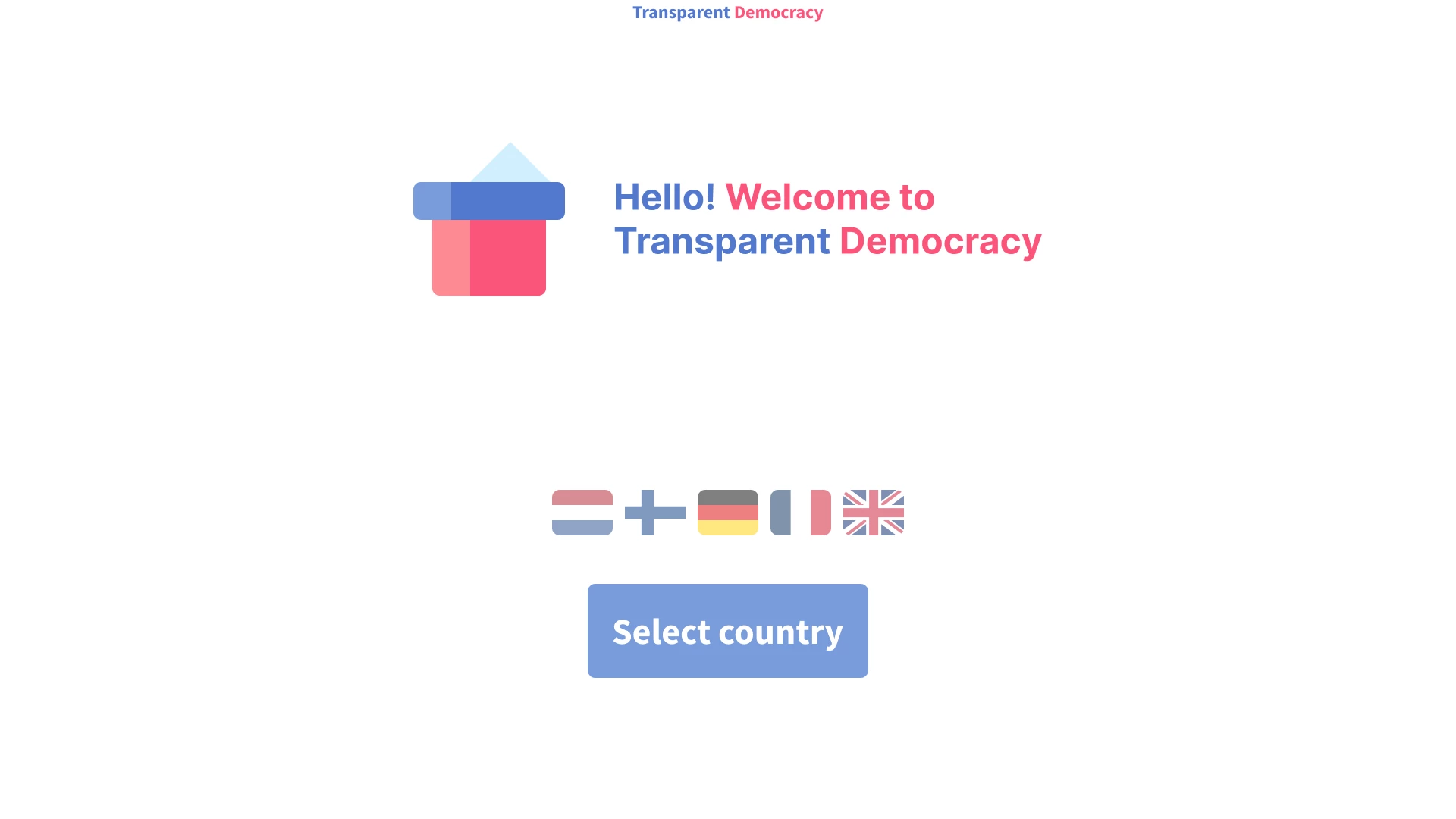 Screenshot voor project Transparent Democracy