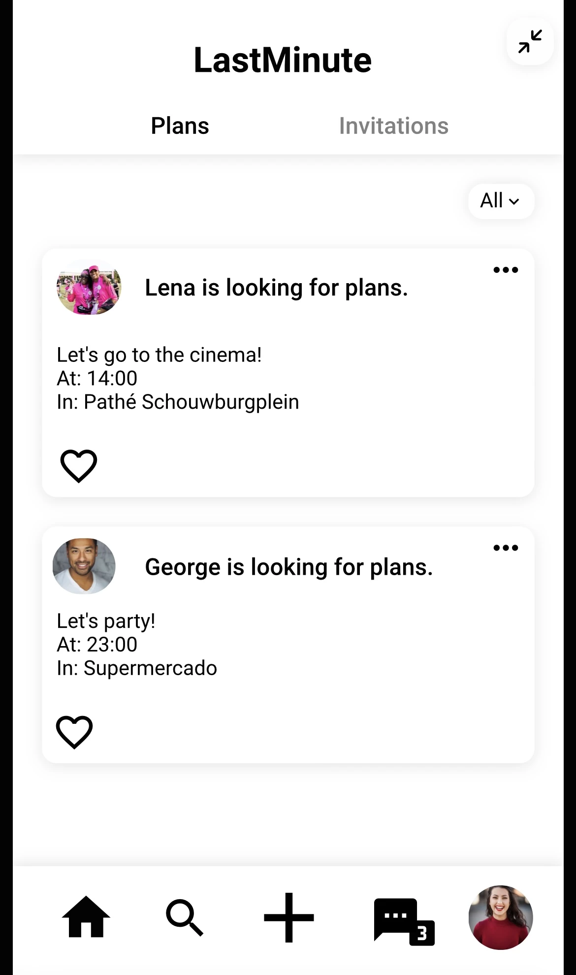 Screenshot voor project LastMinute