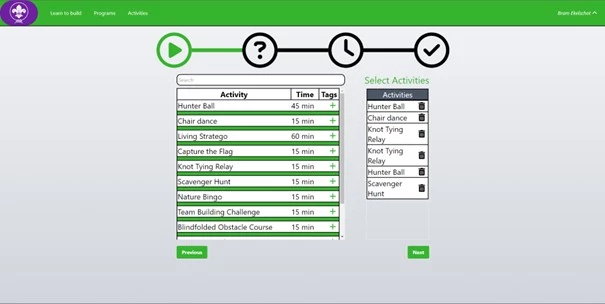 Screenshot voor project The Scout Activitybank