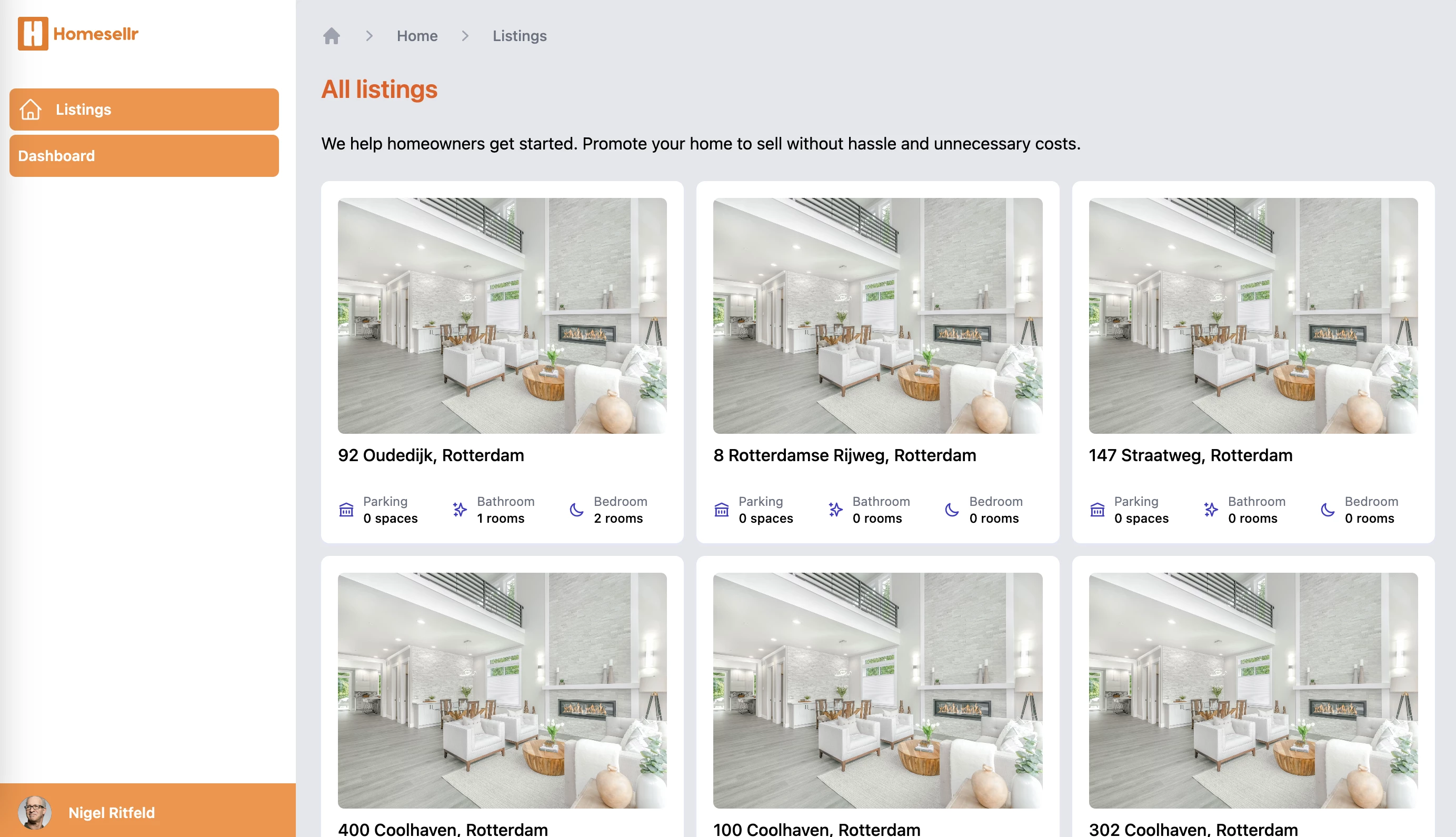 Screenshot voor project HomeSellr