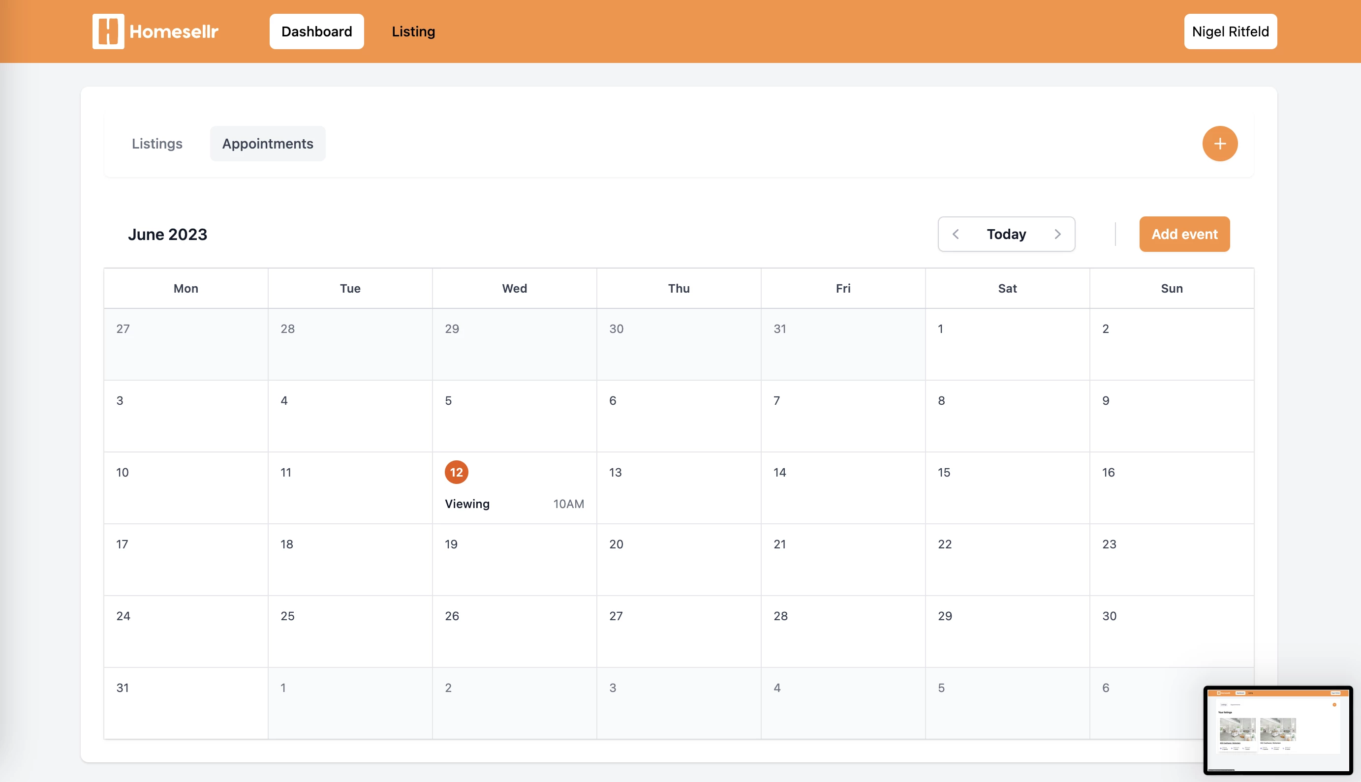 Screenshot voor project HomeSellr