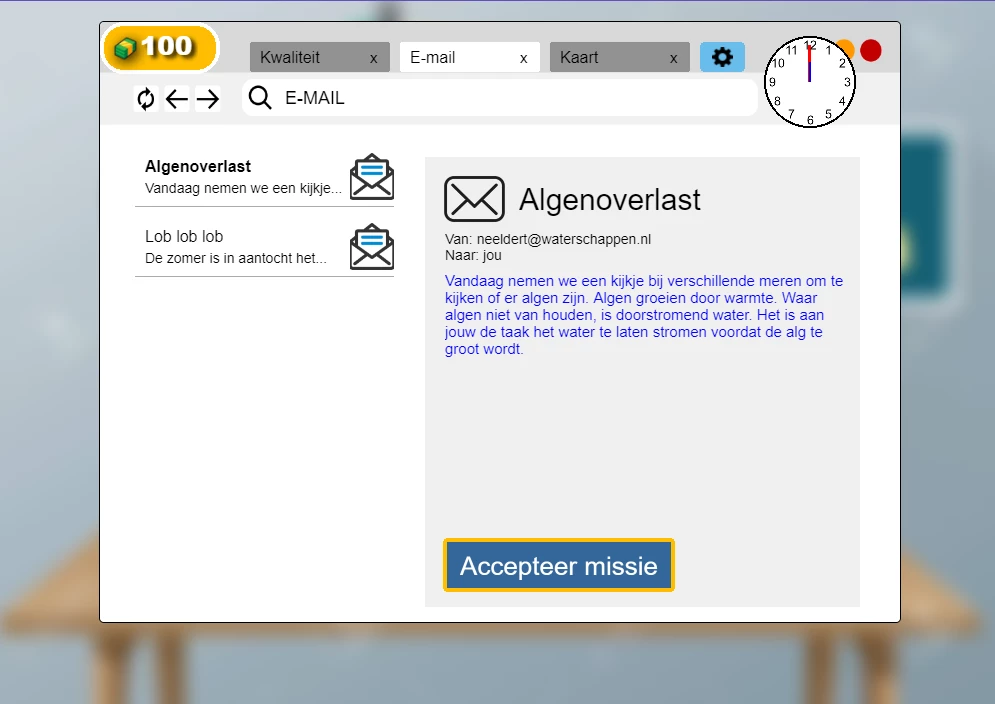 Screenshot voor project Waterschappie, de waterschapsgame