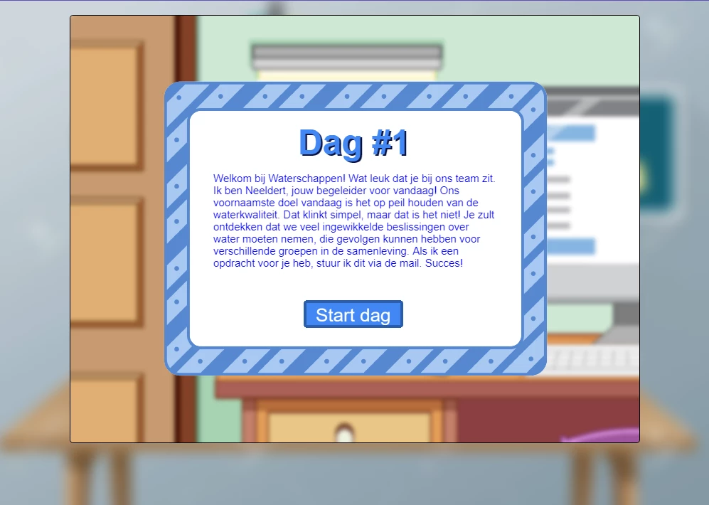 Screenshot voor project Waterschappie, de waterschapsgame