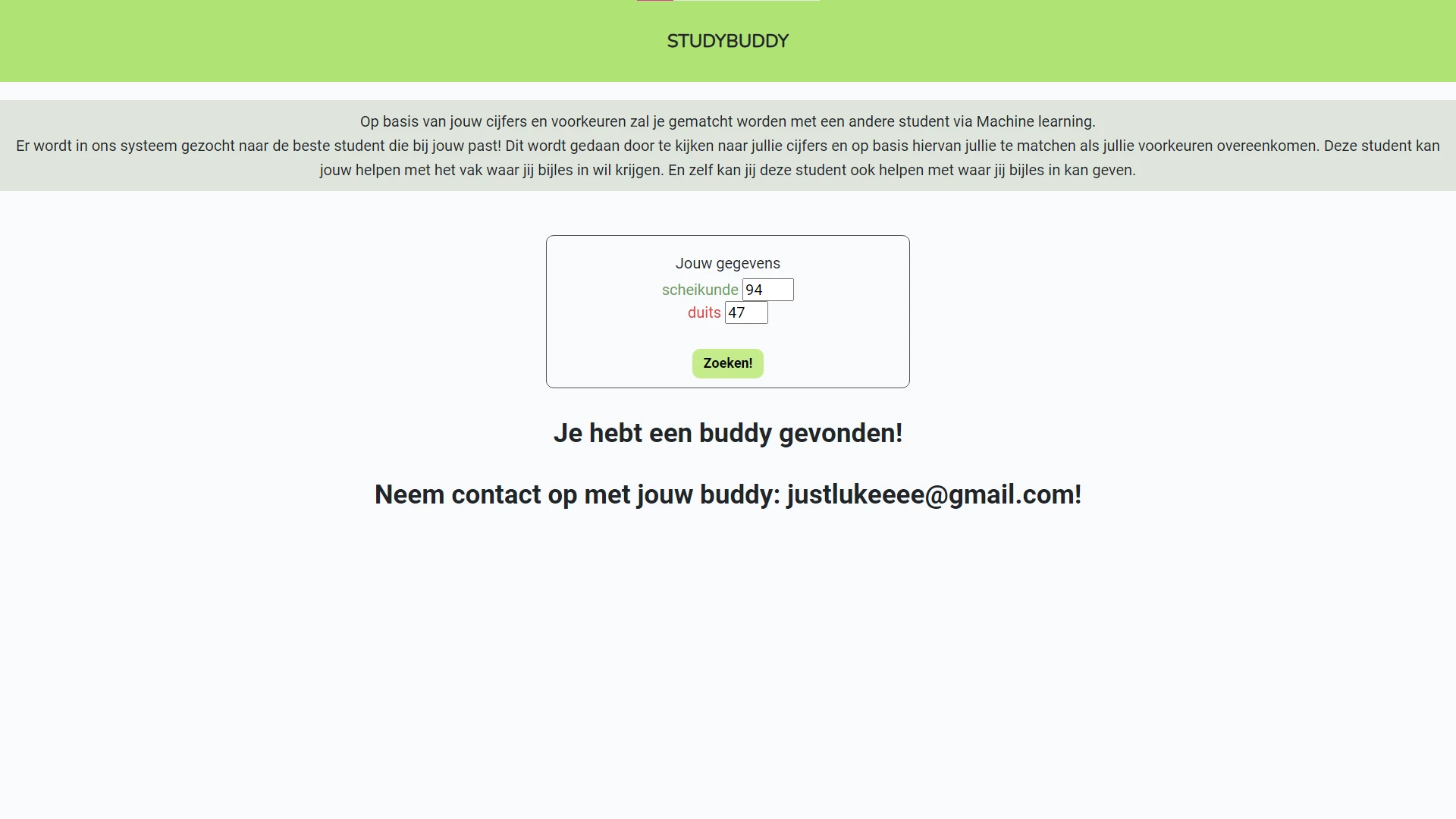 Screenshot voor project StudyBuddy