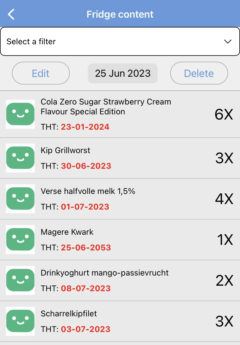Screenshot voor project Fridge Friend