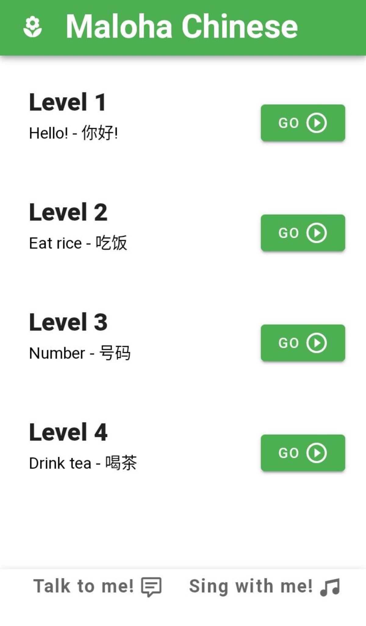 Screenshot voor project Maloha Chinese