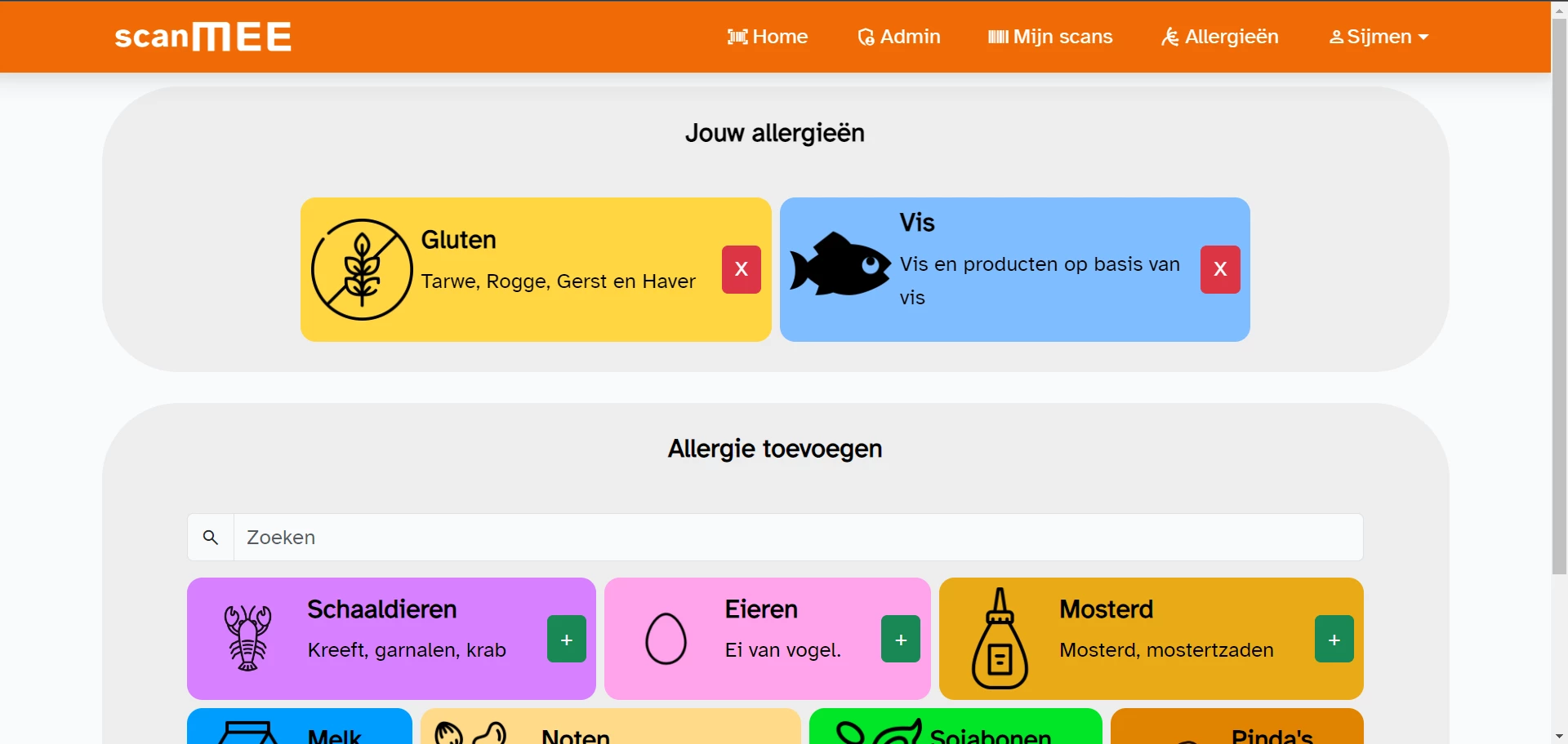 Screenshot voor project ScanMEE
