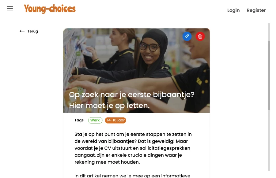 Screenshot voor project Young-Choices