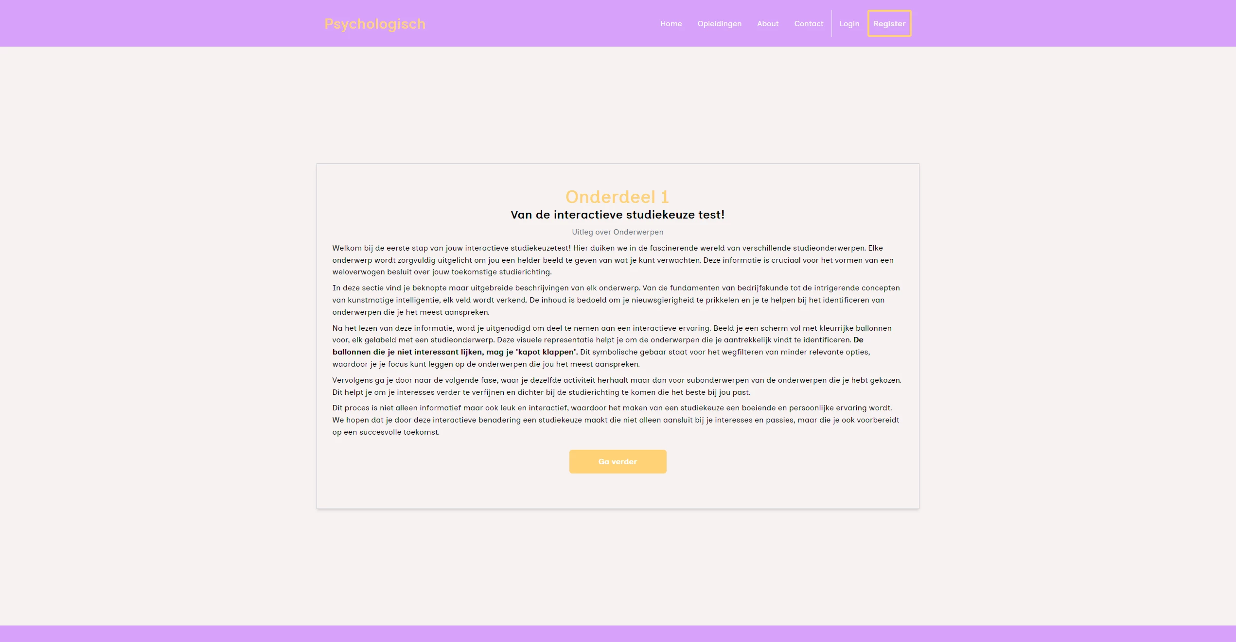 Screenshot voor project Project Psychologisch