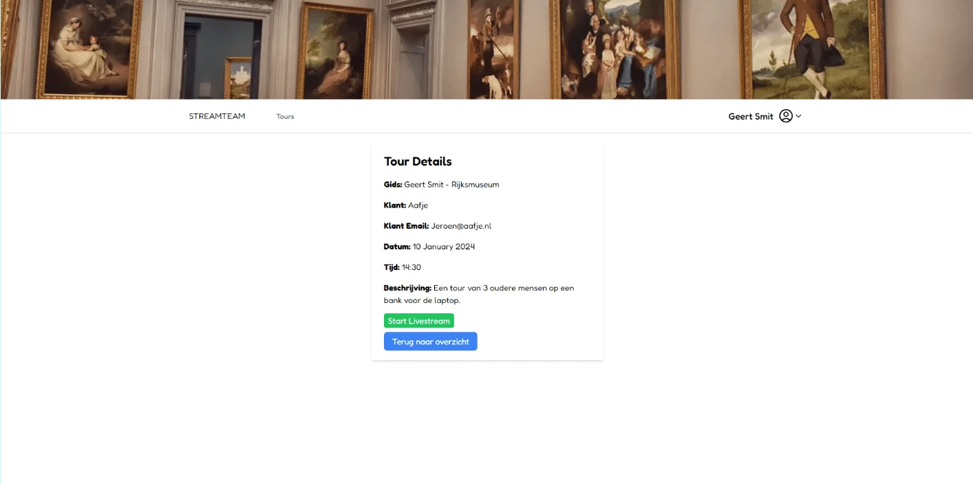 Screenshot voor project Streamteam
