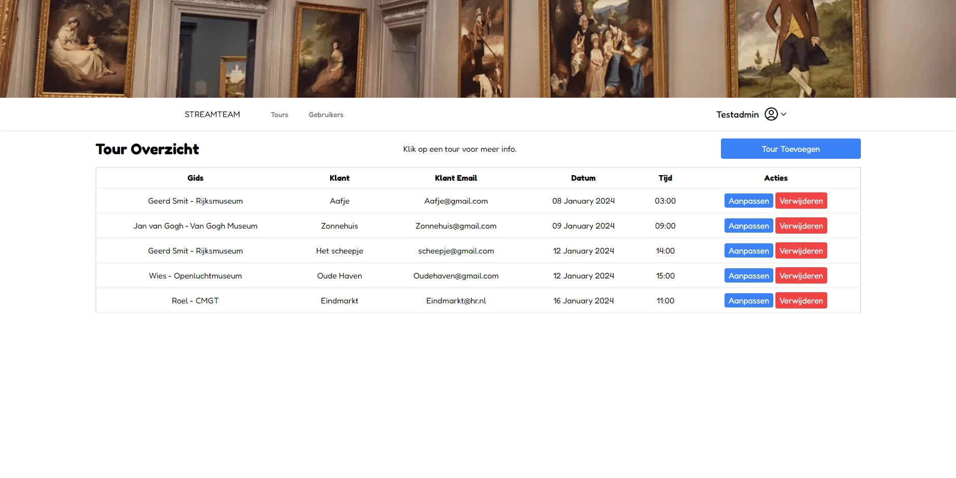 Screenshot voor project Streamteam