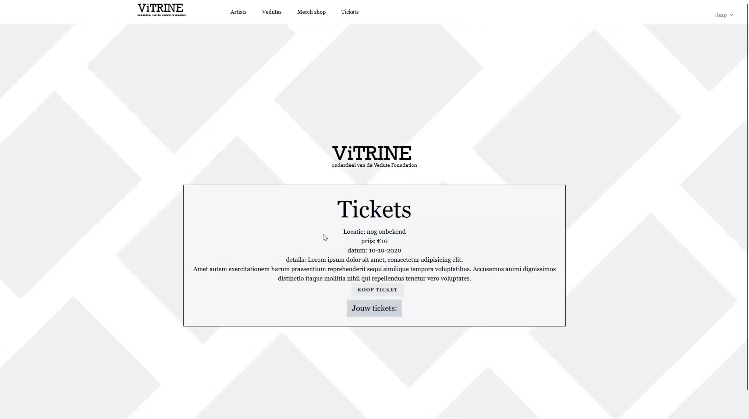 Screenshot voor project Vitrine