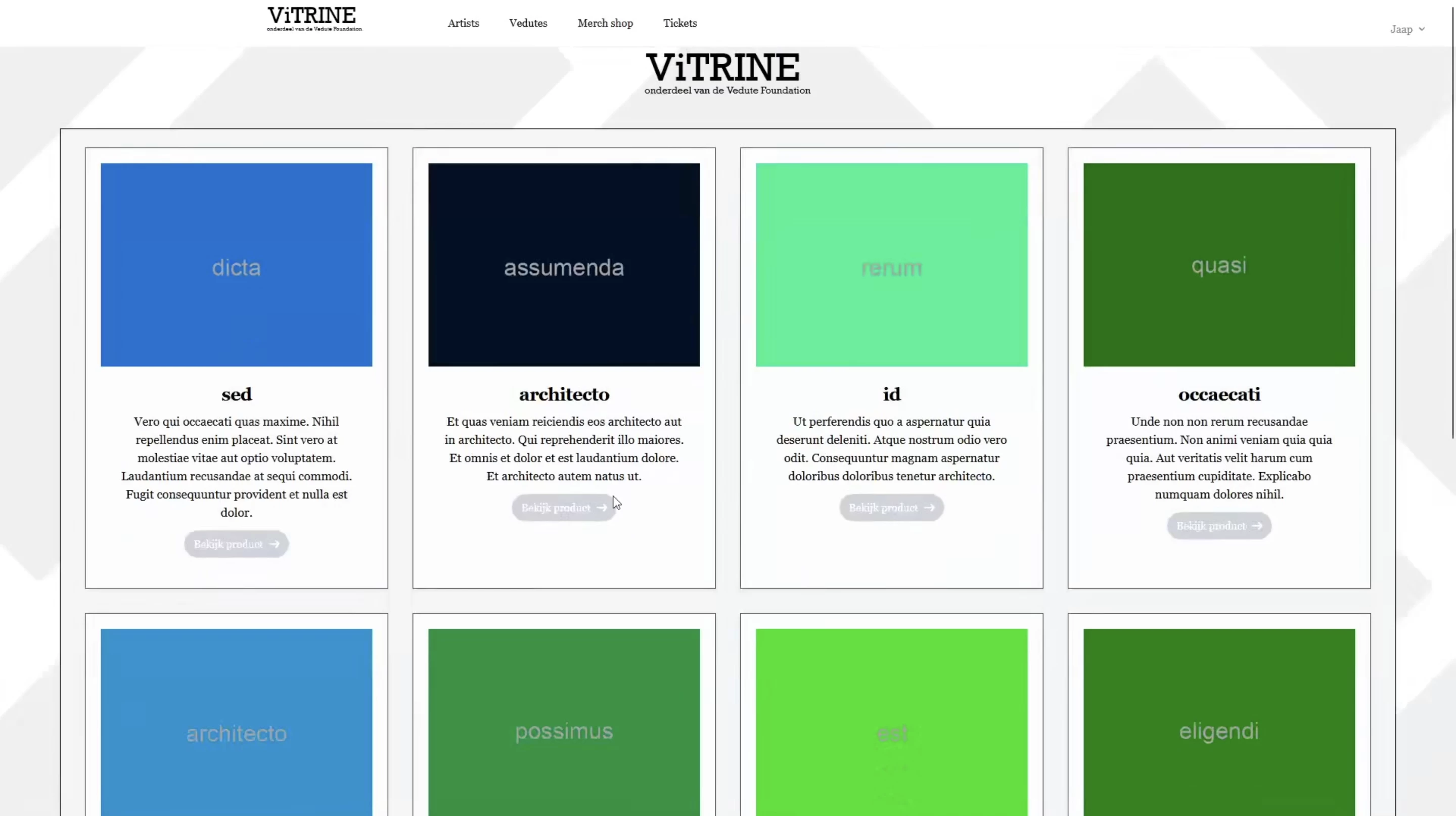 Screenshot voor project Vitrine