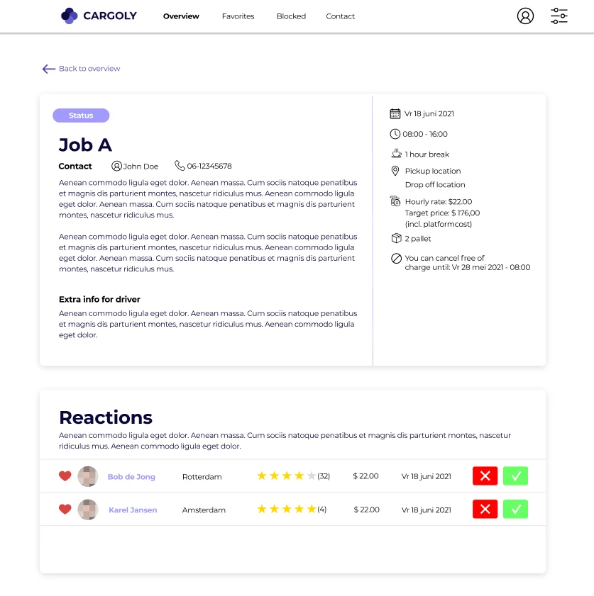 Screenshot voor project Cargoly