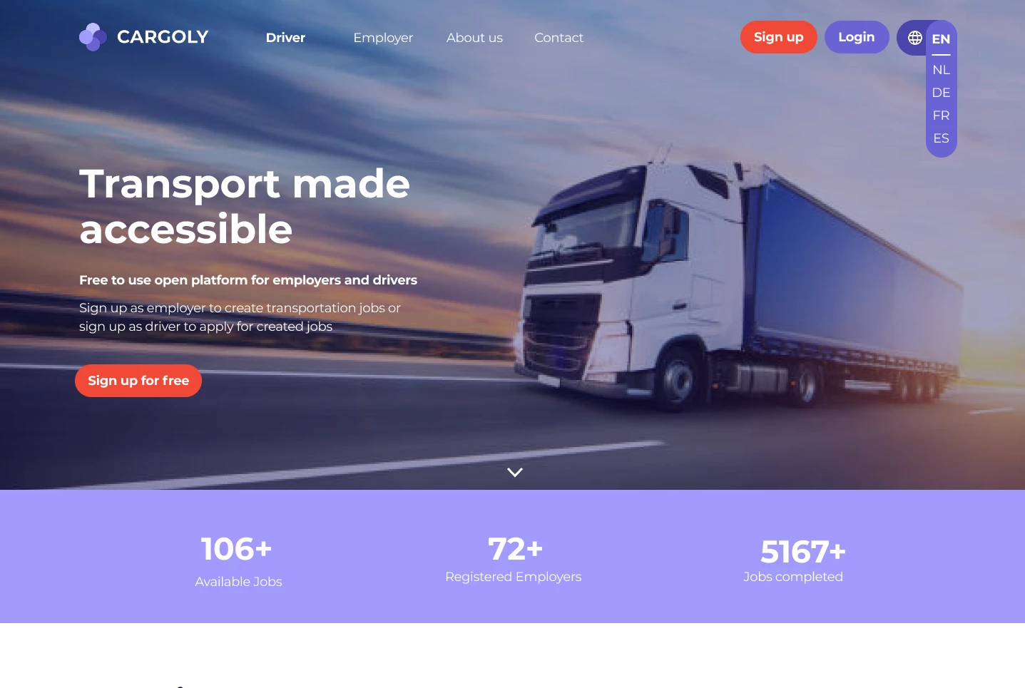 Screenshot voor project Cargoly