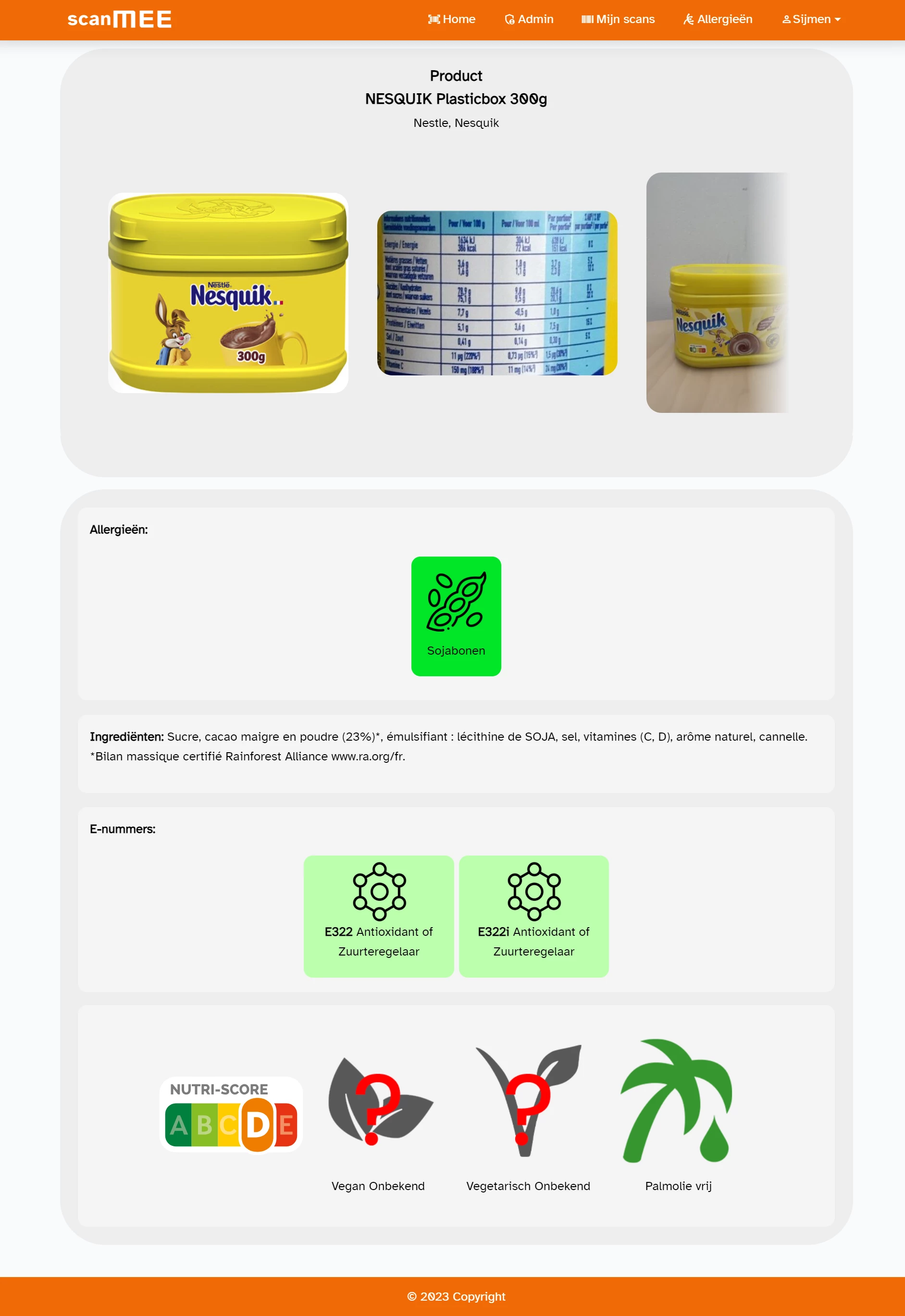 Screenshot voor project ScanMEE