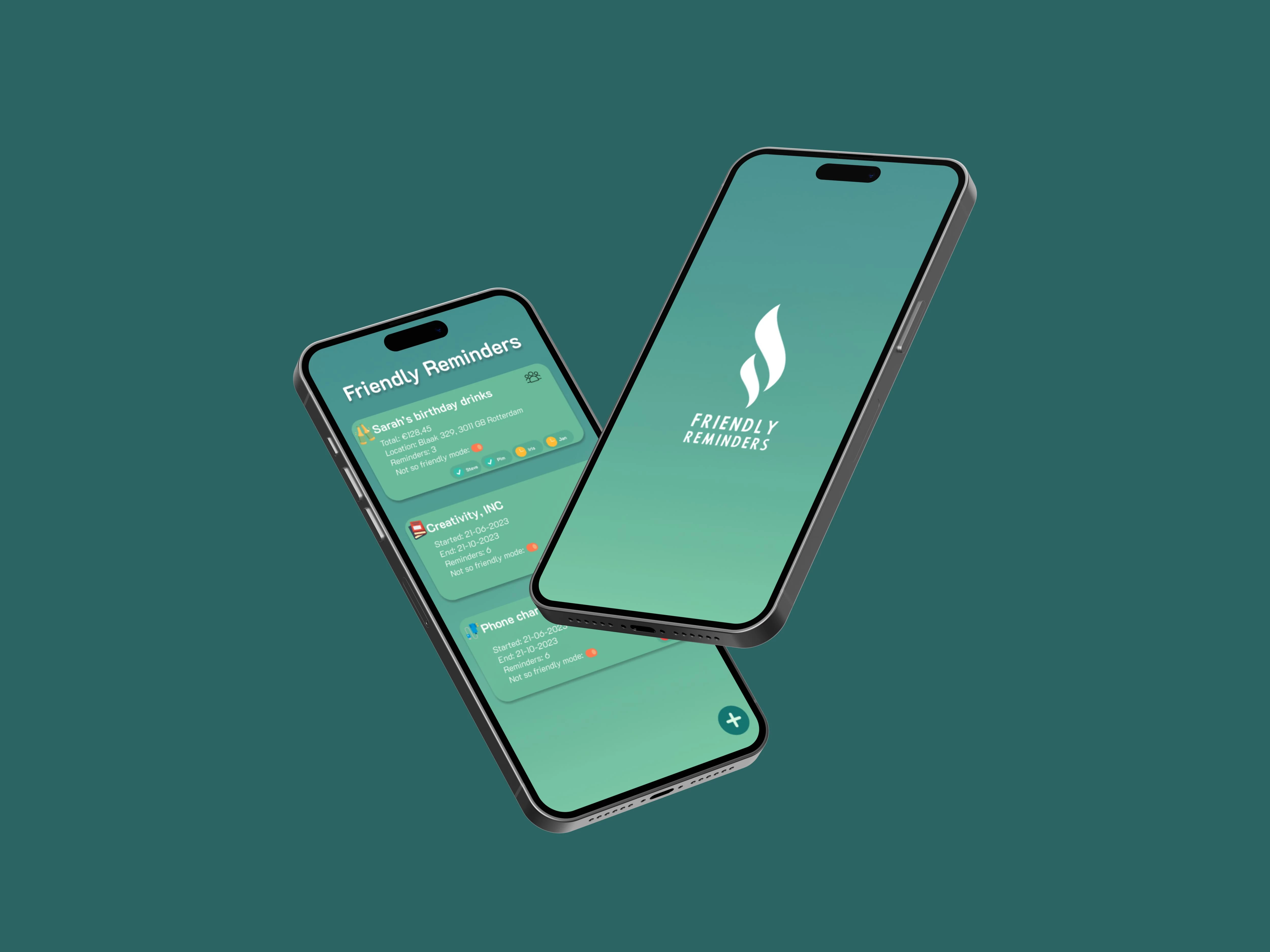 Screenshot voor project Friendly Reminders