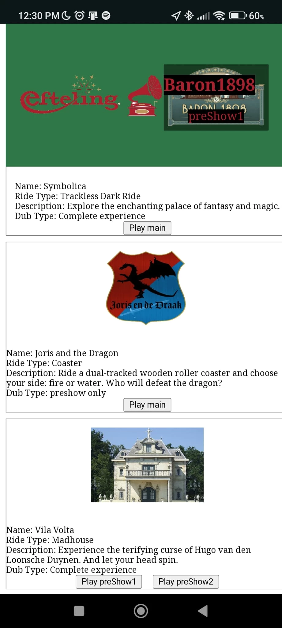 Screenshot voor project Efteling Echoes