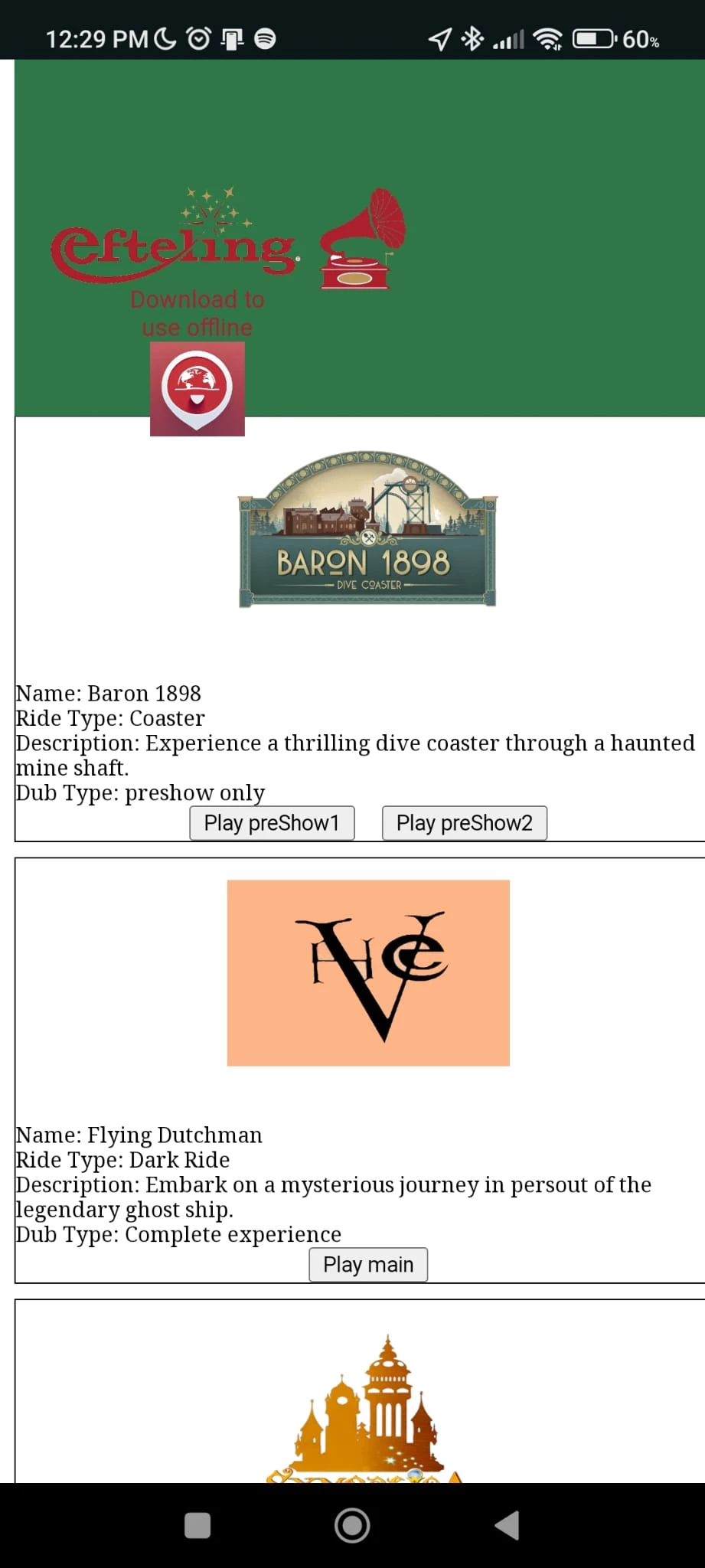 Screenshot voor project Efteling Echoes