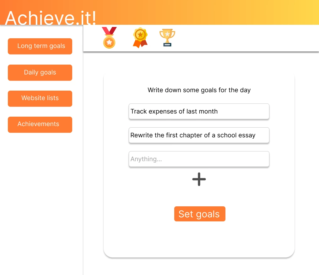 Screenshot voor project Achieve.it!