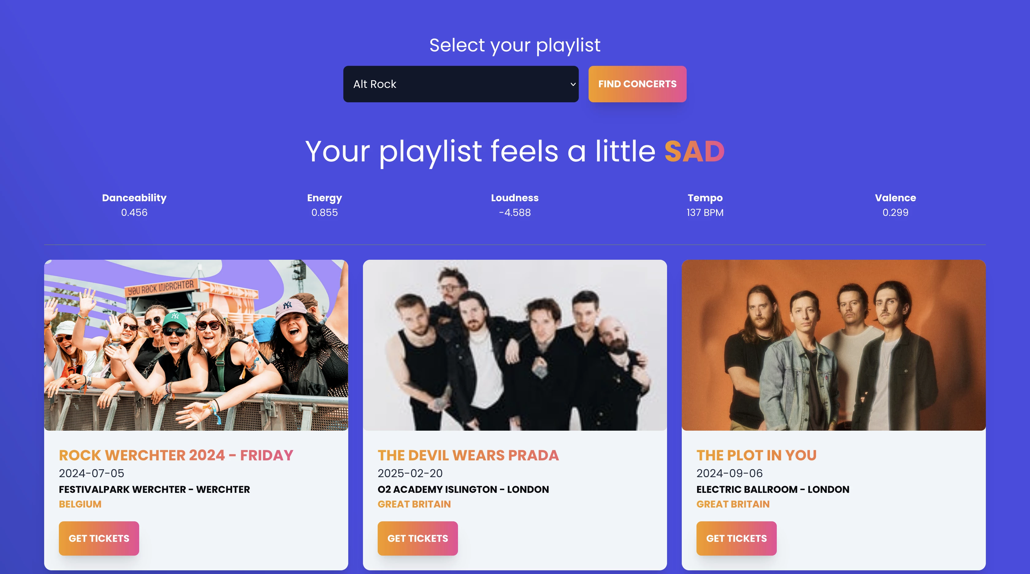 Screenshot voor project MoodTune